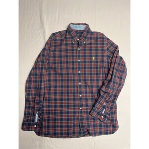 Ralph Lauren Mens Plaid Button Down Shirt Navy Red Green Yellow Size L